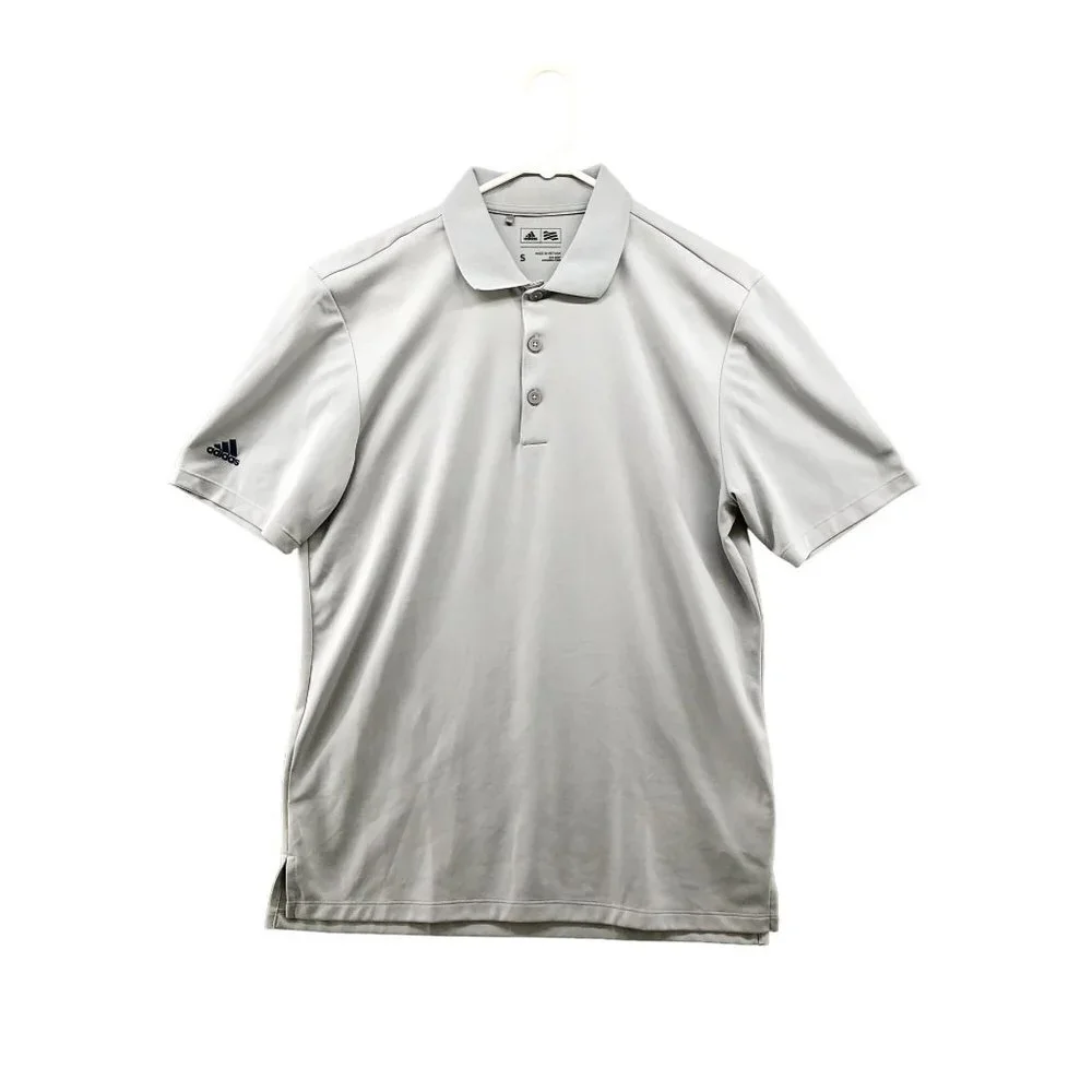 Adidas Golf Polo Shirt Mens S Light‎ Gray Short Sleeve Performance Quick Dry